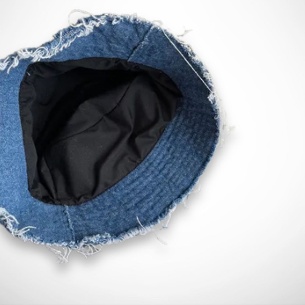Bob Fray – Fischerhut aus Denim mit ausgefranstem Saum im lässigen Stil