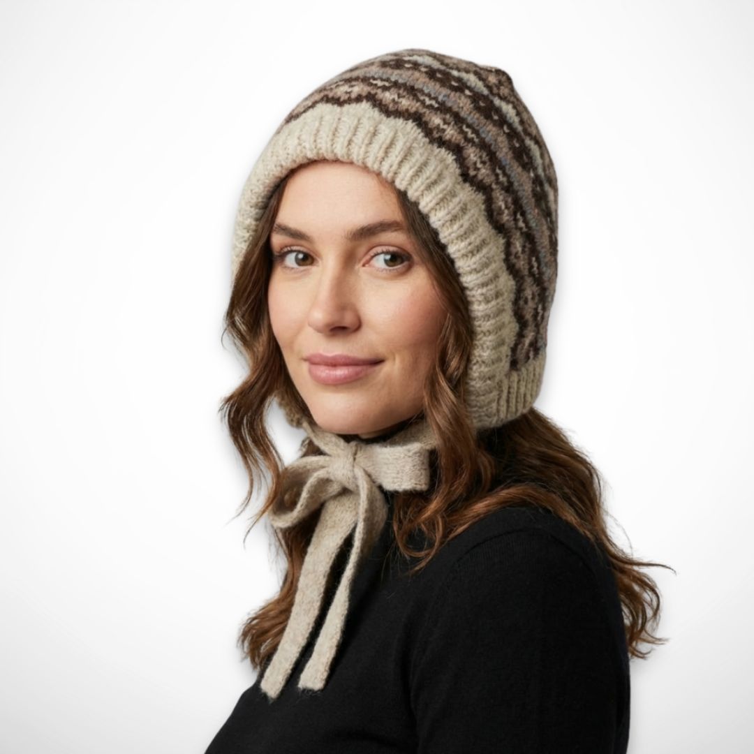 Elna hooded beanie – Warm knitted beanie with drawstrings