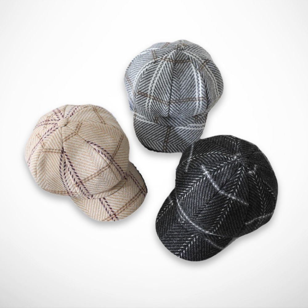 Casquette-béret Alice – casquette gavroche à motif plaid
