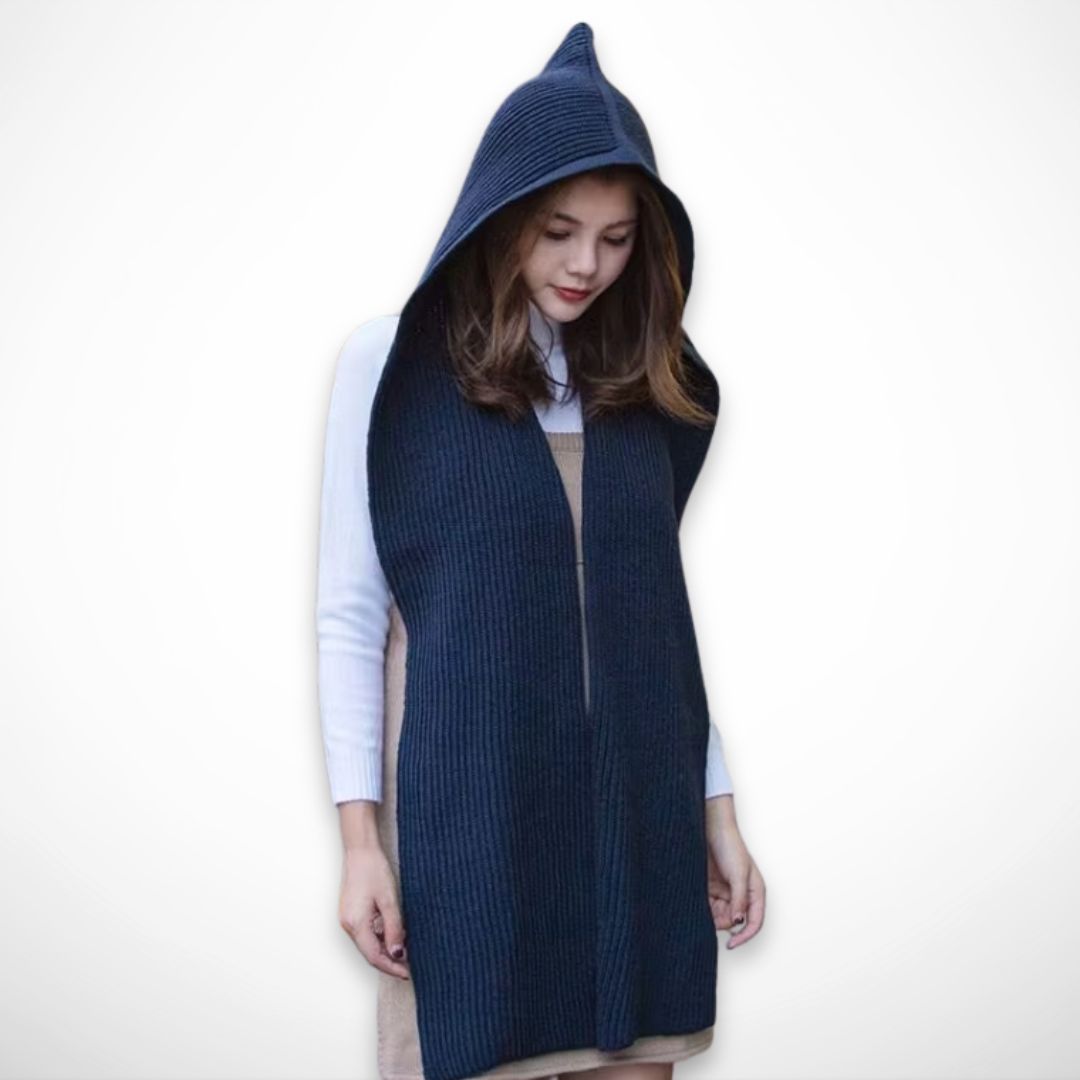 Evangelina hooded scarf – Long, enveloping knitted scarf