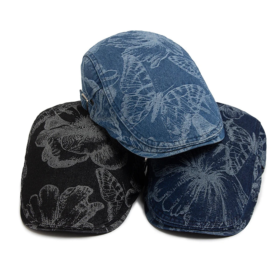 3 casquettes plates en jeans