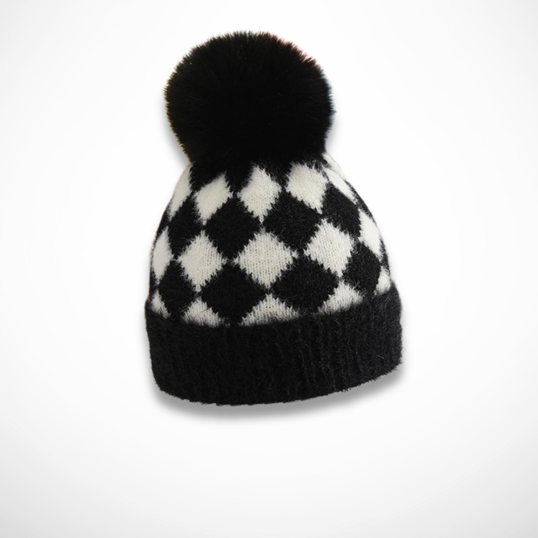 Bonnet Enfant Pompon à Losanges