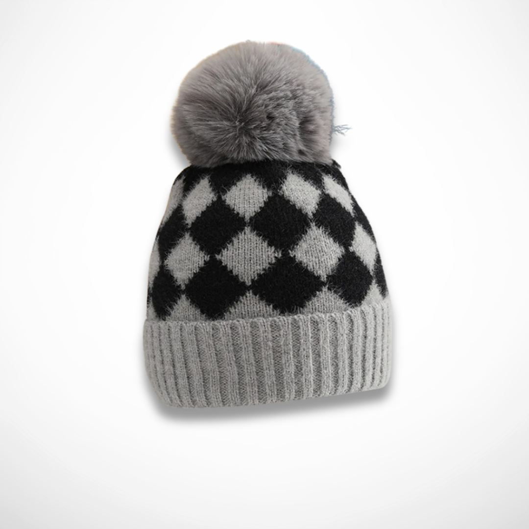 Bonnet Enfant Pompon à Losanges