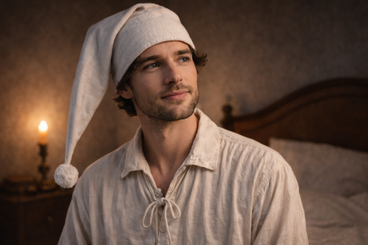 Homme portant un bonnet de nuit traditionnel à longue pointe