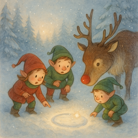 Illustration Calendrier de Noël Quello Jour 3 — empreinte ronde étrange et scintillement magique dans la neige