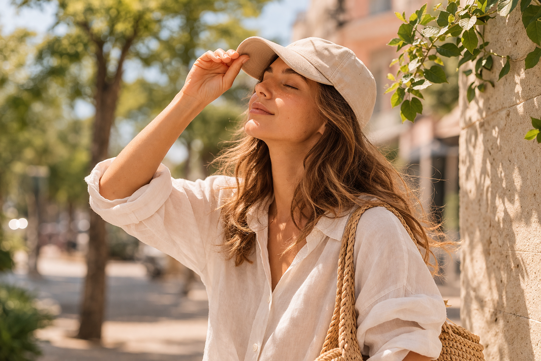 Femme en extérieur au soleil pendant une journée d’été