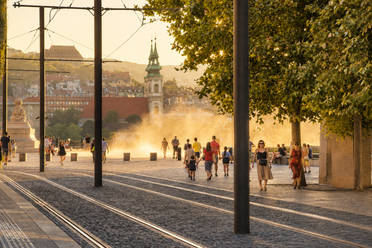 chaleur estivale dans une ville européenne pendant une canicule
