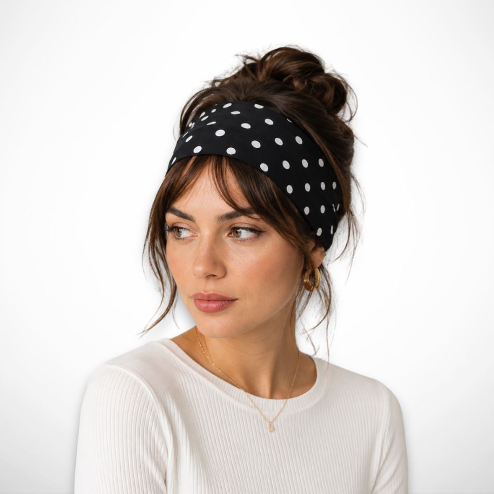 Bandeau Madeleine – bandeau à pois en polyester extensible