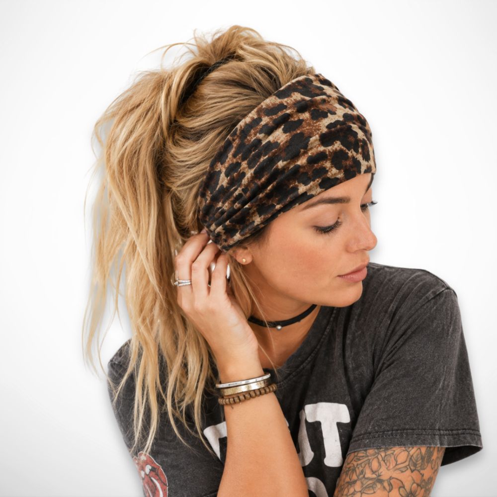Stirnband Saskia – breites Stirnband mit Animal-Print