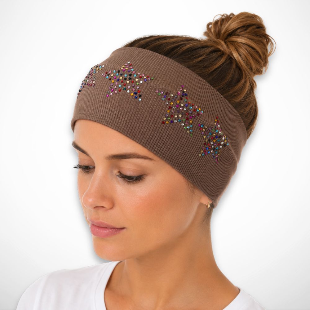 Bandeau Stella – bandeau large à étoiles ornées de strass multicolores