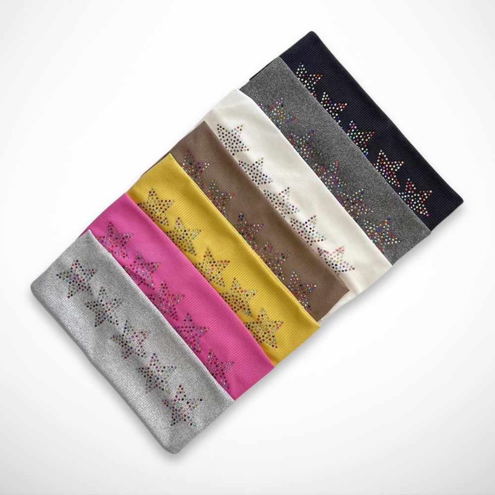 Bandeau Stella – bandeau large à étoiles ornées de strass multicolores