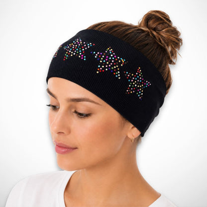 Bandeau Stella – bandeau large à étoiles ornées de strass multicolores