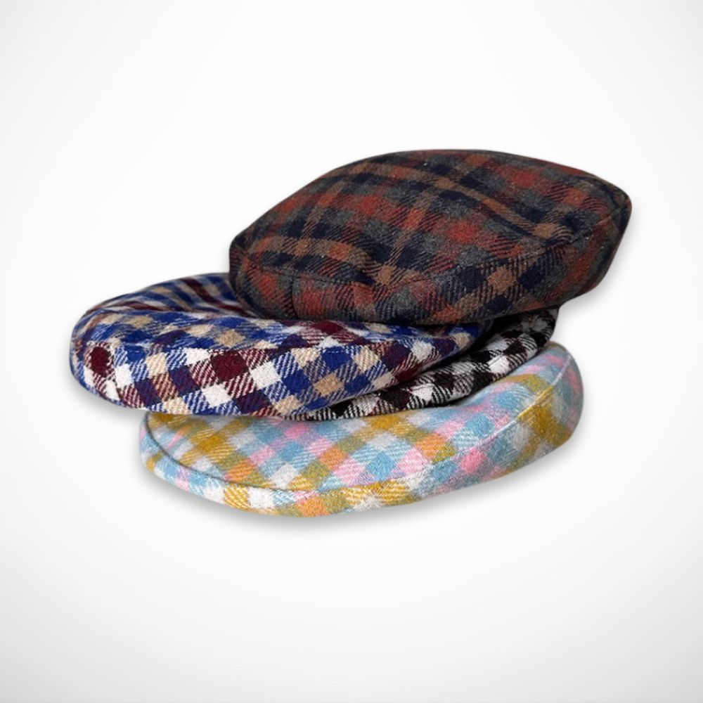 Béret Maëline – béret à carreaux en mélange laine pour l’automne et l’hiver