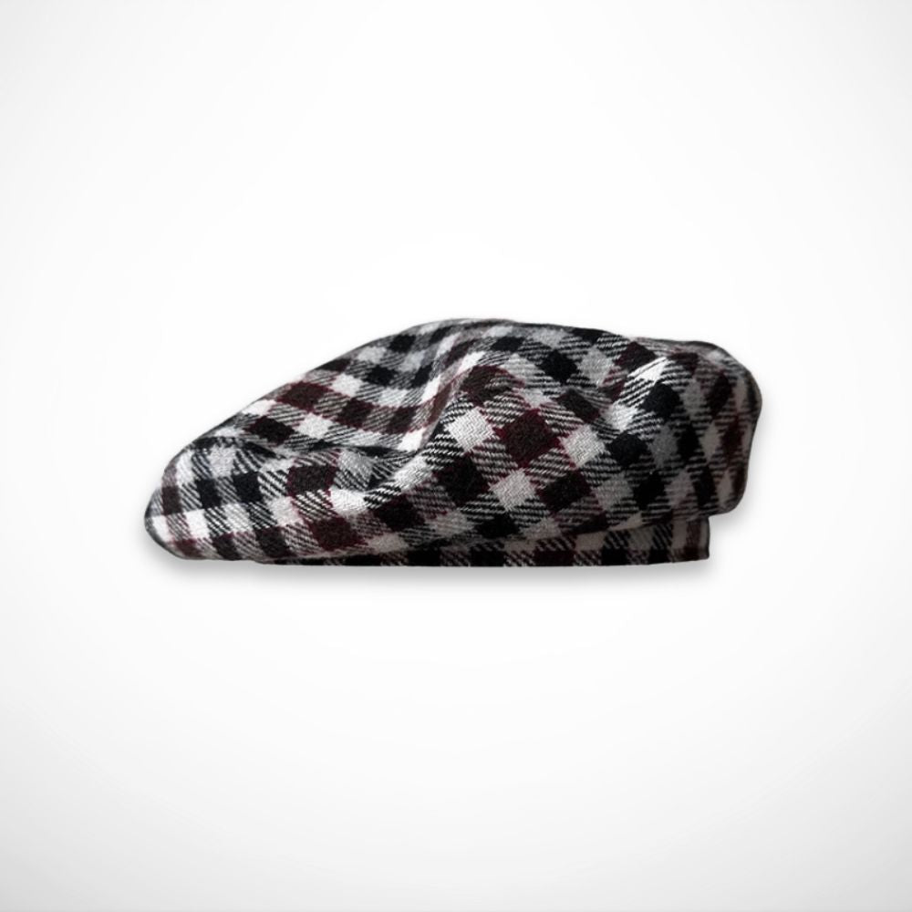 Béret Maëline – béret à carreaux en mélange laine pour l’automne et l’hiver