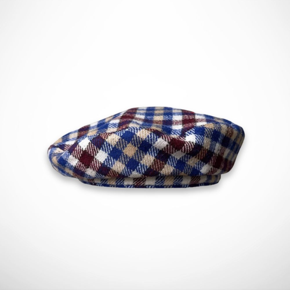 Béret Maëline – béret à carreaux en mélange laine pour l’automne et l’hiver