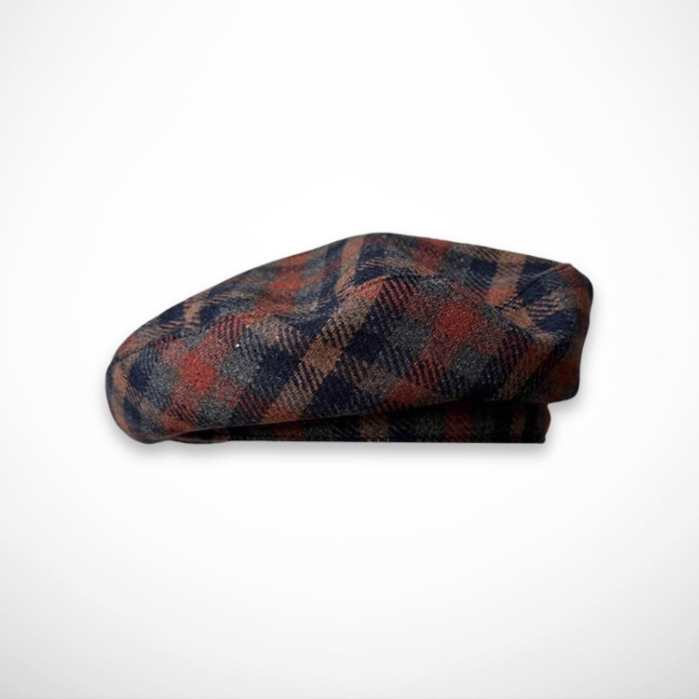 Béret Maëline – béret à carreaux en mélange laine pour l’automne et l’hiver