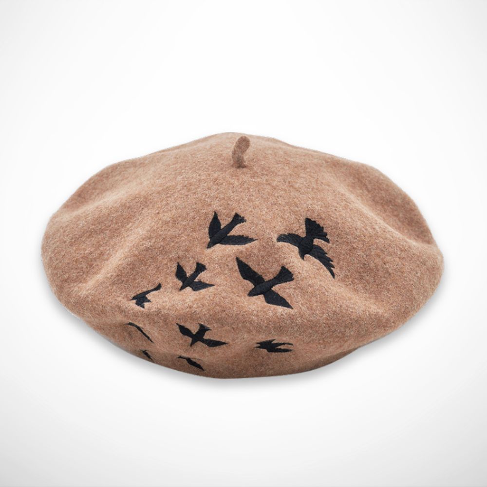 Béret Ninon – Béret brodé de petits oiseaux