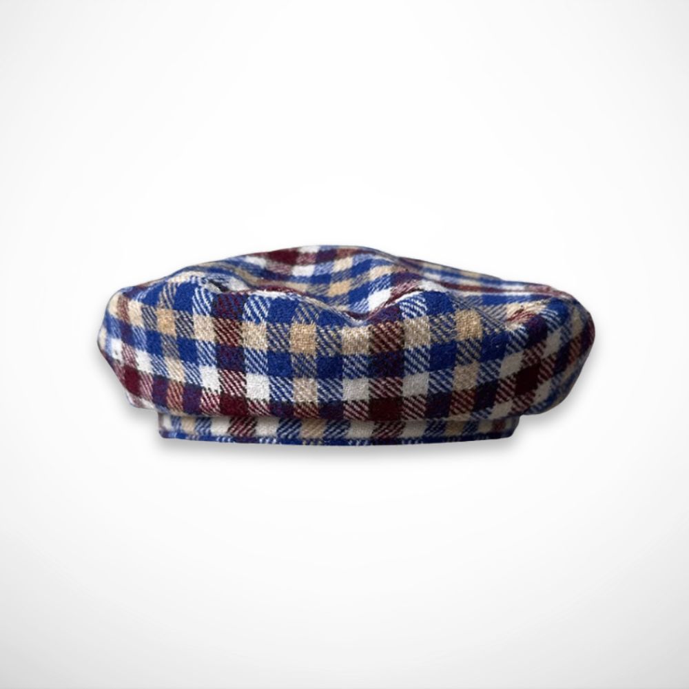 Béret Maëline – béret à carreaux en mélange laine pour l’automne et l’hiver