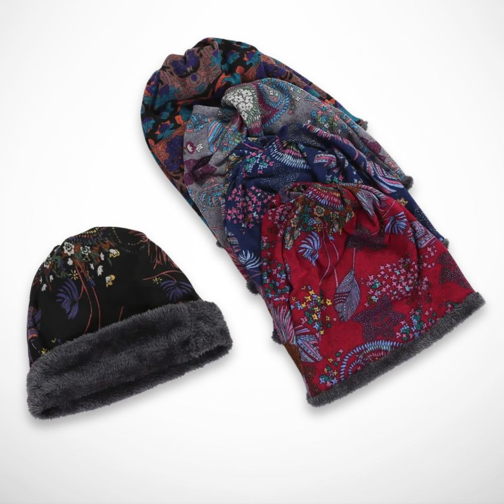 Bonnet Bohème convertible – Bonnet doux et chaud à motif fleuri