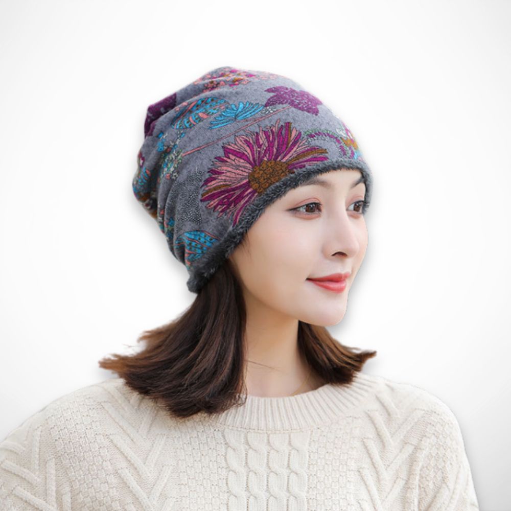Bonnet Bohème convertible – Bonnet doux et chaud à motif fleuri