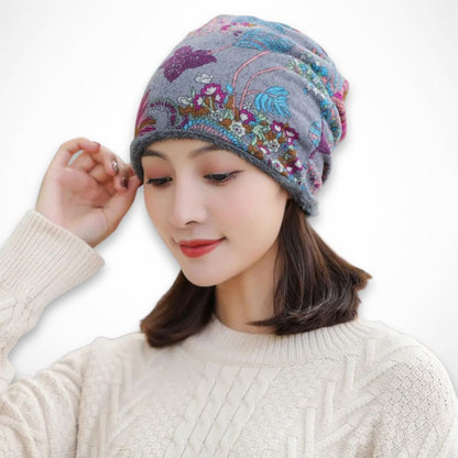 Bonnet Bohème convertible – Bonnet doux et chaud à motif fleuri