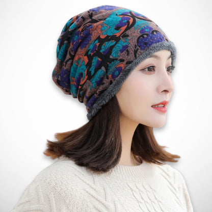 Bonnet Bohème convertible – Bonnet doux et chaud à motif fleuri