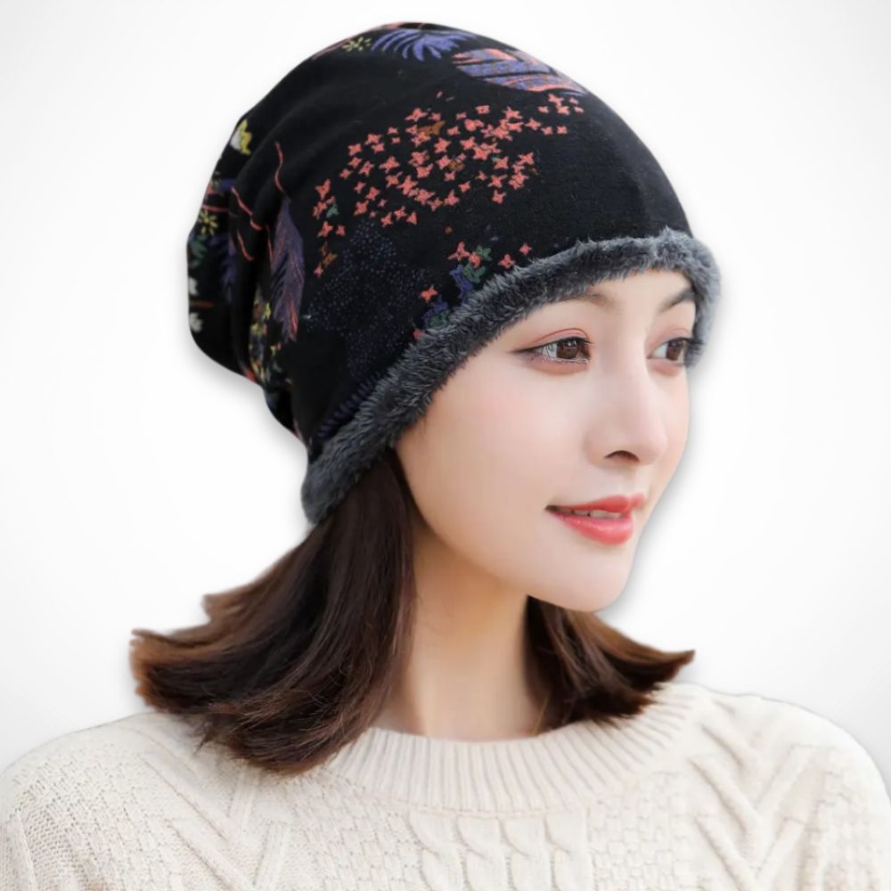 Bonnet Bohème convertible – Bonnet doux et chaud à motif fleuri