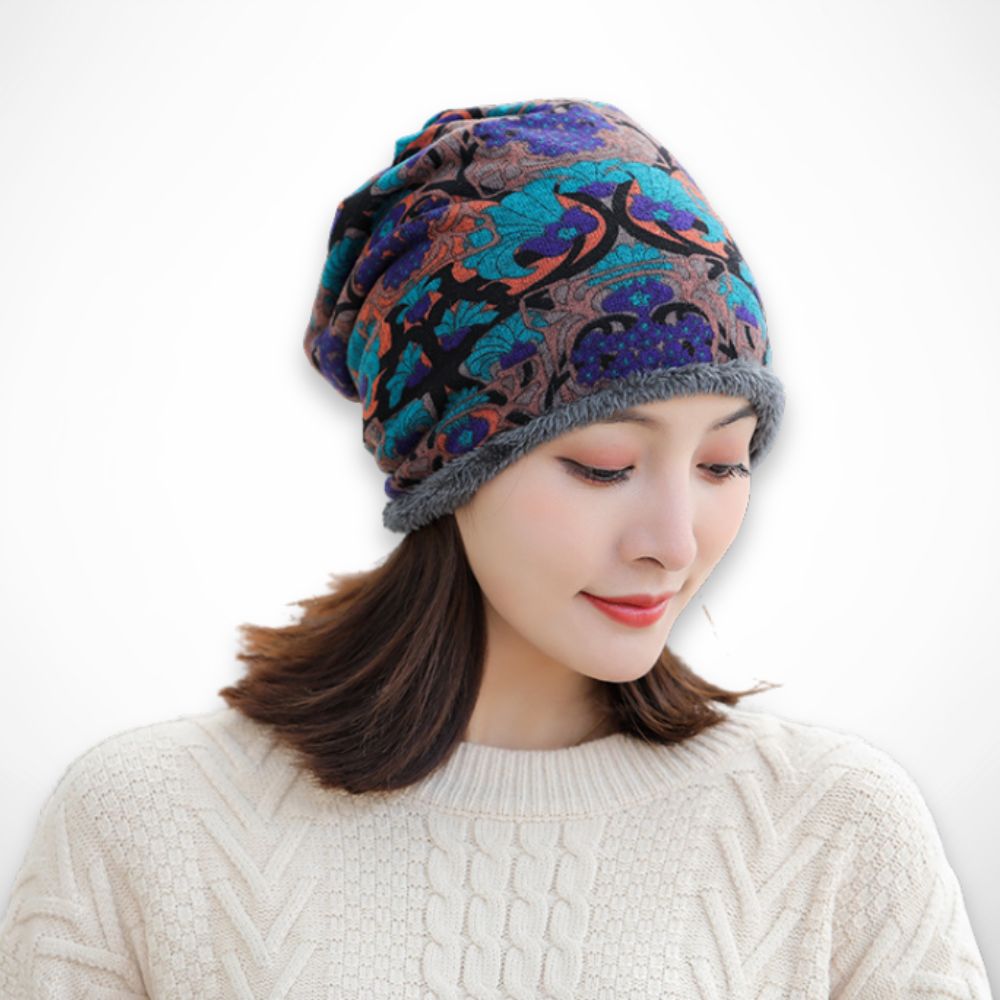 Bonnet Bohème convertible – Bonnet doux et chaud à motif fleuri