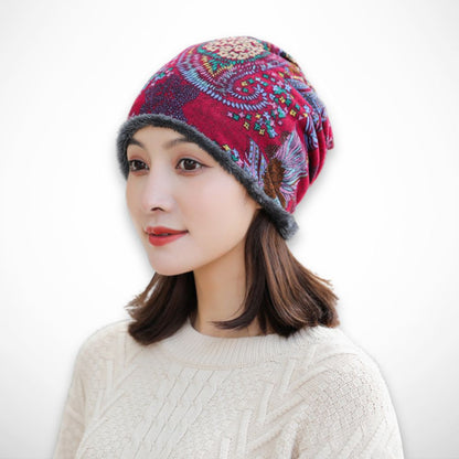 Bonnet Bohème convertible – Bonnet doux et chaud à motif fleuri
