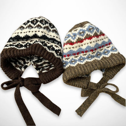 Bonnet-capuche Elna – Bonnet tricoté chaud avec cordelettes