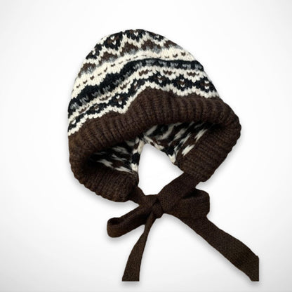 Bonnet-capuche Elna – Bonnet tricoté chaud avec cordelettes