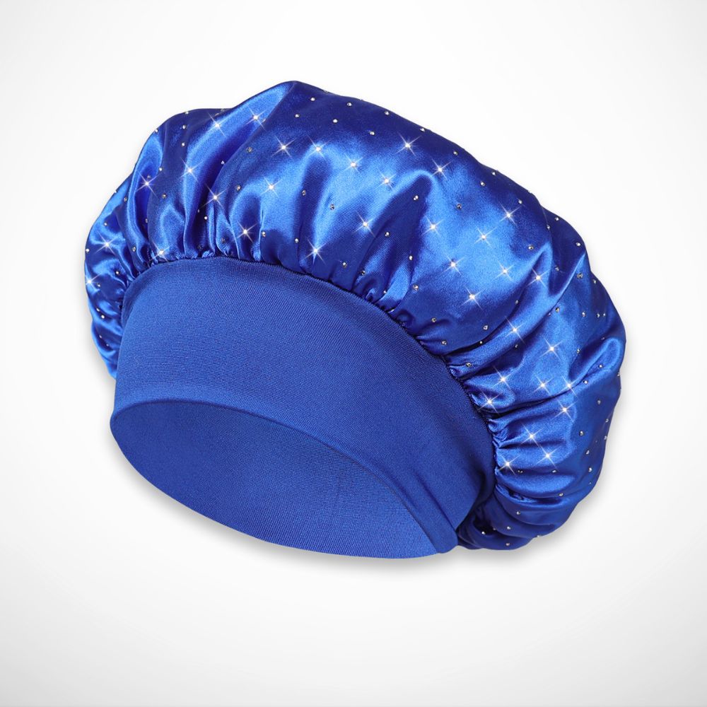 Mely Nachtmütze – Weicher Satin mit Strassverzierungen