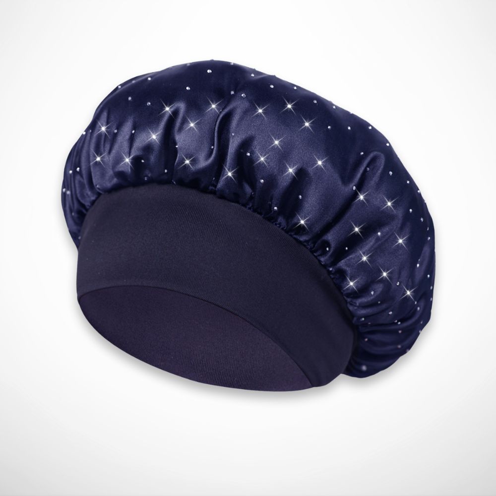 Mely Nachtmütze – Weicher Satin mit Strassverzierungen