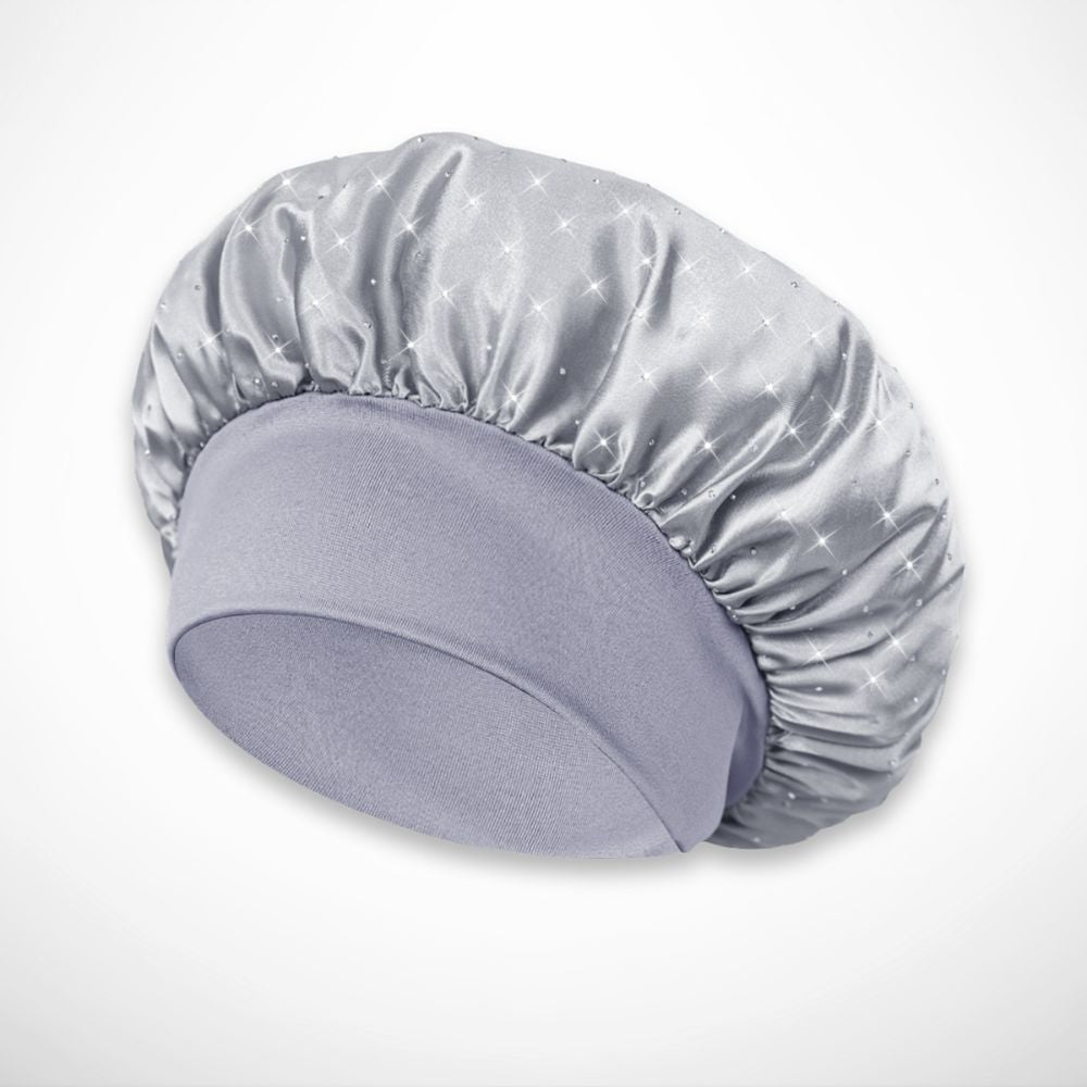 Mely Nachtmütze – Weicher Satin mit Strassverzierungen