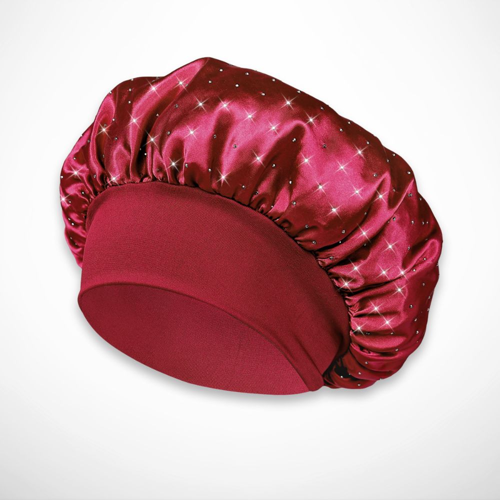 Mely Nachtmütze – Weicher Satin mit Strassverzierungen