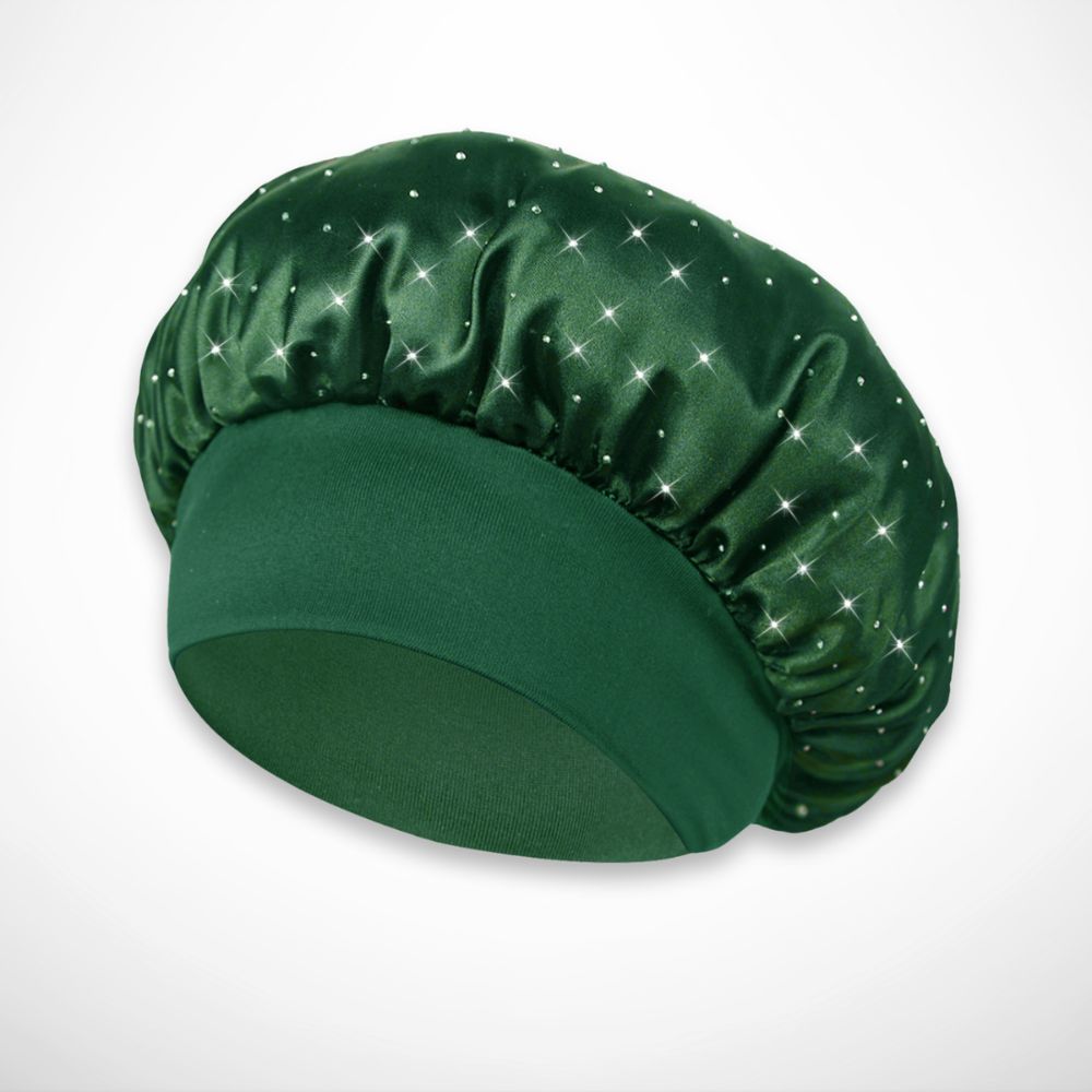 Mely Nachtmütze – Weicher Satin mit Strassverzierungen