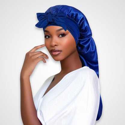 Bonnet de nuit Naïra – Satin protecteur avec rubans longs