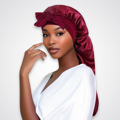 Bonnet de nuit Naïra – Satin protecteur avec rubans longs