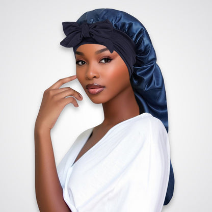 Bonnet de nuit Naïra – Satin protecteur avec rubans longs