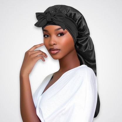 Bonnet de nuit Naïra – Satin protecteur avec rubans longs
