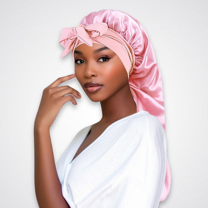Bonnet de nuit Naïra – Satin protecteur avec rubans longs