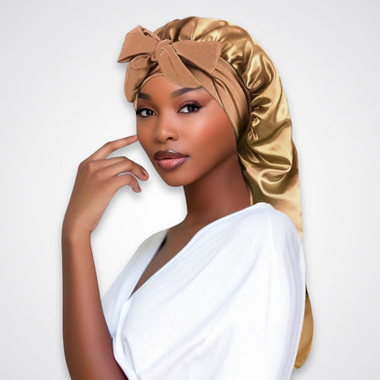 Bonnet de nuit Naïra – Satin protecteur avec rubans longs