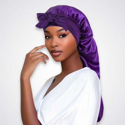 Bonnet de nuit Naïra – Satin protecteur avec rubans longs