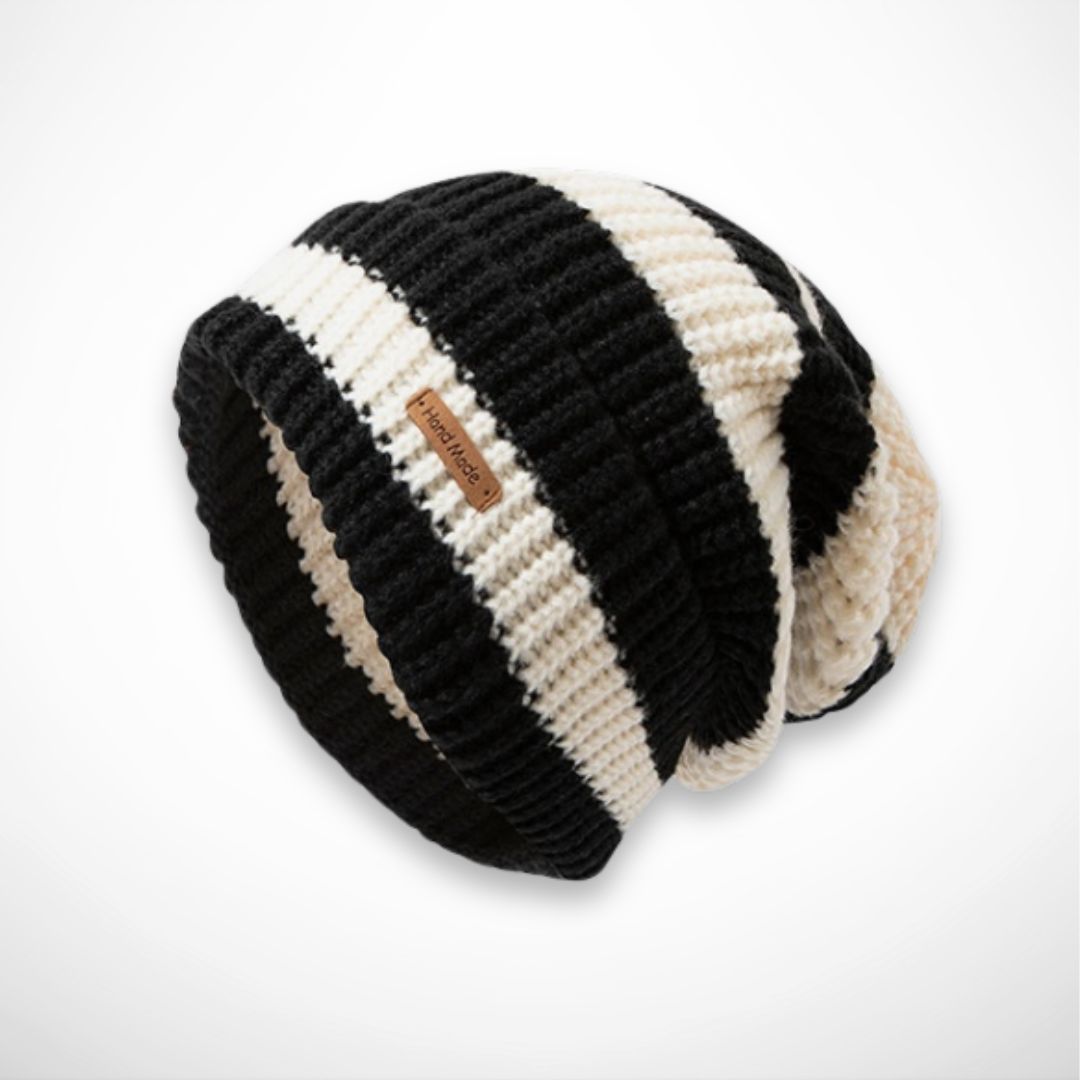 Kuro slouchy beanie – Unisex striped chunky knit beanie