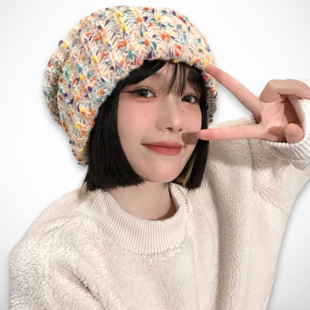 Nolia Beanie – soft knit beanie with colourful details