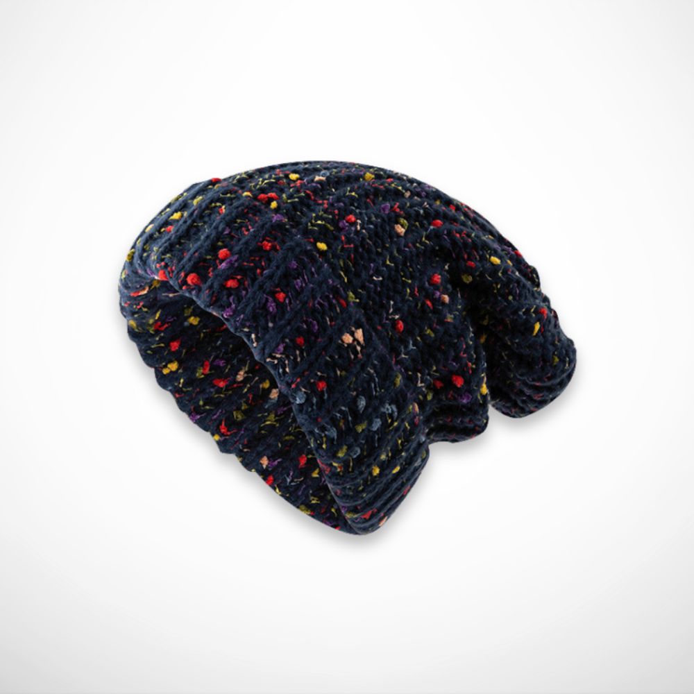 Nolia Beanie – soft knit beanie with colourful details