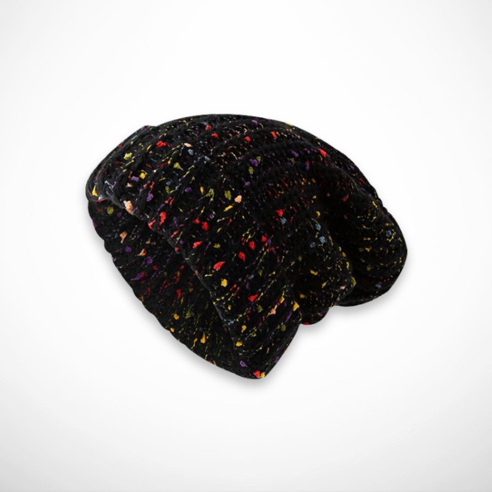 Nolia Beanie – soft knit beanie with colourful details