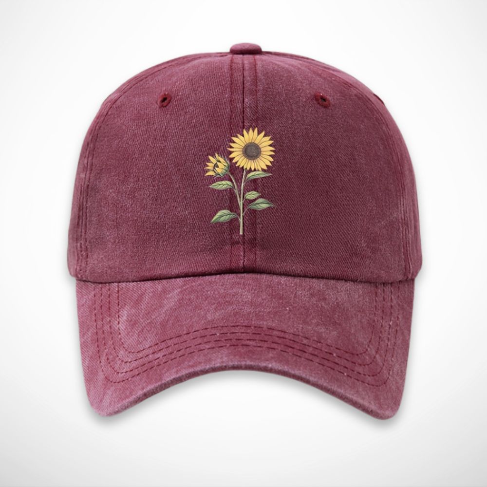 Casquette Aubin – casquette en coton délavé avec broderie tournesol