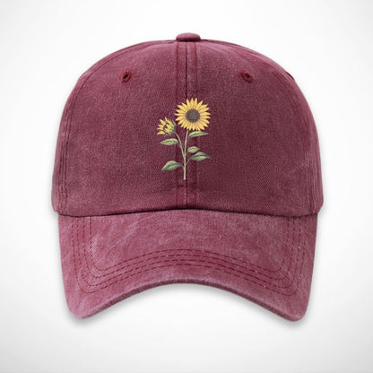 Casquette Aubin – casquette en coton délavé avec broderie tournesol