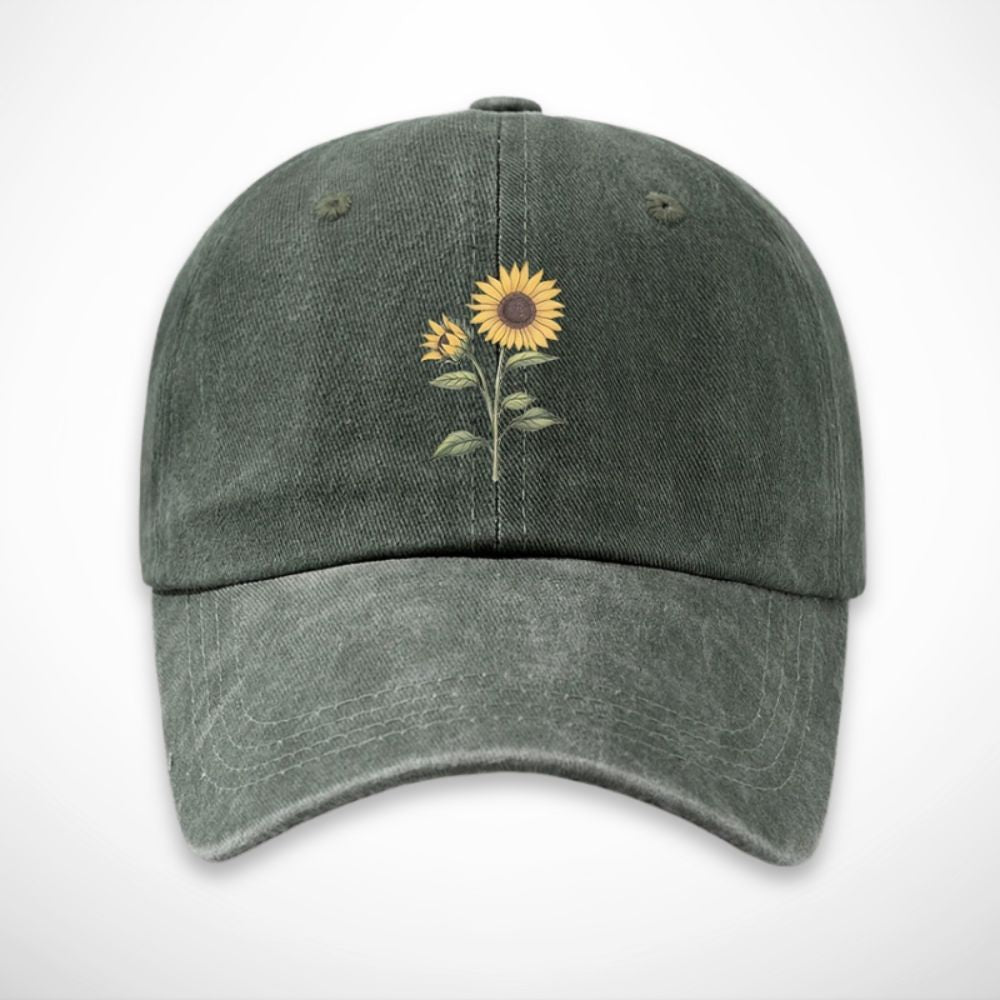 Casquette Aubin – casquette en coton délavé avec broderie tournesol